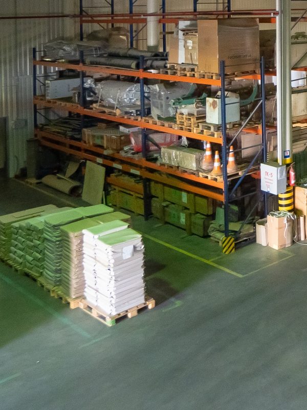 Big production warehouse with paper rolls and printing material Big production warehouse with paper rolls and printing material